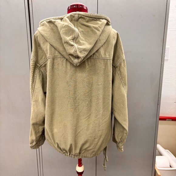 AMERICAN EAGLE HOODED WOMEN DRAWSTRING PULLOVER JACKET SHIRT OLIVE GREEN Sz XL - Picture 2 of 13